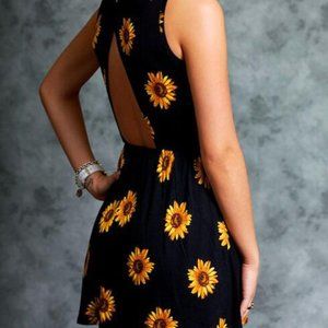 Sunflower Open Back Ruffled Mini Dress Black Med